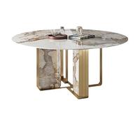 SLEEVE Dining Table Light Luxury Rock Plate Dining Table Small Apartment Round Home Restaurant Modern Bright Dining Room Table(135x135x75cm)