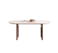 SLEEVE Dining Table Solid Wood Retro Dining Table Rock Slab Walnut Home Oval Dining Room Table(140x80x75cm)
