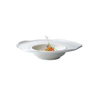 SLEEVE Dinner Plates 9.5-inch Pure White Ceramic Soup Plate Pasta Straw Hat Dessert Salad Western Restaurant Flying Saucer Serving Plate(11.5 in)