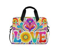 Sleeve for Laptops Portable Crossbody Messenger with Handle and Shoulder Strap 15.6 inch Computer Case Peace Sunflower Power