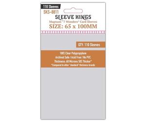Sleeve Kings Magnum Card Sleeves, 65x100mm, 60 Micron, 110 Pack, SKS-8811 | Clear polypropylene, durable, acid & PVC-free, compatible with 7 Wonders, 7 Wonders Duel, It's a Wonderful World