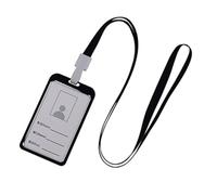 Sleeve Neck Hanging Case Aluminum Alloy Vertical Slim Metal Shell for Office Staff Factory Personnel Daily Identity Display Workplace Use(Black)