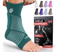 Sleeve Stars Ankle Brace for Women & Men, Ankle Wrap for Sprain, Compression Sleeve for Plantar Fasciitis Relief, Easy Customizable Support: w/Removable Strap (Pair/Turquoise)