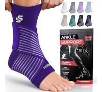 Sleeve Stars Ankle Brace for Women & Men, Ankle Wrap for Sprain, Compression Sleeve for Plantar Fasciitis Relief, Easy Customizable Support: w/Removable Strap (Pair/Dark Purple)