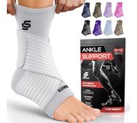 Sleeve Stars Ankle Brace for Women & Men, Ankle Wrap for Sprain, Compression Sleeve for Plantar Fasciitis Relief, Easy Customizable Support: w/Removable Strap (Pair/White)
