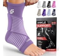 Sleeve Stars Ankle Brace for Women & Men, Ankle Wrap for Sprain, Compression Sleeve for Plantar Fasciitis Relief, Easy Customizable Support: w/Removable Strap (Single/Light Purple)