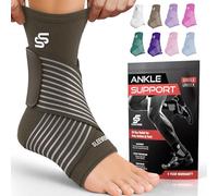 Sleeve Stars Ankle Brace for Women & Men, Ankle Wrap for Sprain, Compression Sleeve for Plantar Fasciitis Relief, Easy Customizable Support: w/Removable Strap (Single/Dark Brown)