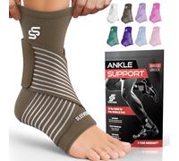 Sleeve Stars Ankle Brace for Women & Men, Ankle Wrap for Sprain, Compression Sleeve for Plantar Fasciitis Relief, Easy Customizable Support: w/Removable Strap (Single/Mocha Brown)