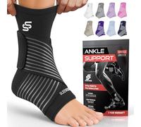 Sleeve Stars Ankle Brace for Women & Men, Ankle Wrap for Sprained Ankle, Compression Sleeve for Plantar Fasciitis Relief, Easy Customizable Support: w/Removable Strap (Single/S:9"-10"/Black)