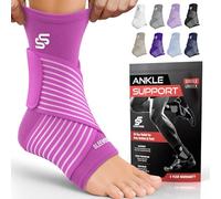 Sleeve Stars Ankle Brace for Women & Men, Ankle Wrap for Sprained Ankle, Compression Sleeve for Plantar Fasciitis Relief, Easy Customizable Support: w/Removable Strap (Single/L:12"-13"/Hot Pink)