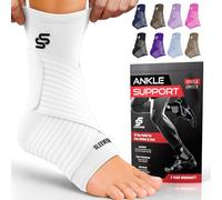 Sleeve Stars Ankle Brace for Women & Men, Ankle Wrap for Sprained Ankle, Compression Sleeve for Plantar Fasciitis Relief, Easy Customizable Support: w/Removable Strap (Single/L:12"-13"/White)