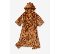 Sleeved blanket with leopard print hood printed beige