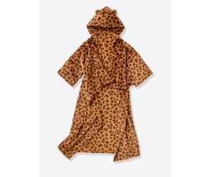 Sleeved blanket with leopard print hood printed beige