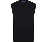 Sleeveless 12 Gauge V-Neck Fine Knit Jumper Henbury Black XXXL