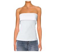 Sleeveless Backless Blouse with Wide Lapel and Slits for Women - Sexy Top in Solid Colour for Casual or Going Out T Shirts For Women, White, S