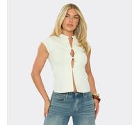 Sleeveless Bow Detail Tailored Top In White, Women's Size UK L