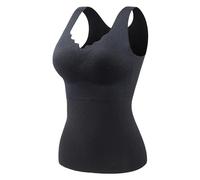 Sleeveless Bra Thermal Undershirts with Lace for Winter V Neck Thermal Tank Top Warm Thermal Underwear Vests Thermal Undershirt for Women (1_Black, XXXL)
