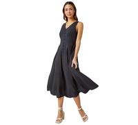 Sleeveless Button Detail Cotton Midi Dress Roman Black 16