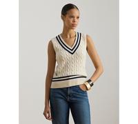Sleeveless Cable Knit V-Neck Jumper Cream