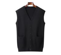 Sleeveless Cardigan Men Spring Men's Knitted Vest V-Neck Sleeveless Cardigan Sweater Large Size Business Casual Loose Brand Clothes 6XL 7XL 8XL(Black,8XL)