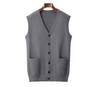 Sleeveless Cardigan Men Spring Men's Knitted Vest V-Neck Sleeveless Cardigan Sweater Large Size Business Casual Loose Brand Clothes 6XL 7XL 8XL(Light Grey,8XL)