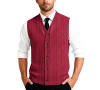 Sleeveless Cardigans Classic Mens Sweater Vest Button Down Style For Men And Men's Vests Versatile Design Various Occasions Red L