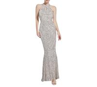 Sleeveless Cocktail Dresses Halterneck Long Dress with Sequin Sparkly Glitter Dresses for Women UK Cut Out Maxi Ball Gown Elegant Party Evening Dress Sale Prom Fishtail Dresses Wrap Floor Length