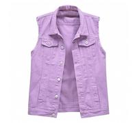 Sleeveless Denim Jacket Women's Black Denim Vest Women's Oversize Large Sizes Denim Vest with Button Placket Transition Jacket Elegant Denim Jackets Destroyed Jeans Jackets Sleeveless Jacket Biker