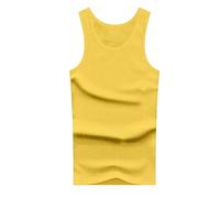 Sleeveless Easily Wear Vest for Men Basic Shirt Tank Top High Elastic Cotton Youth Slim Fit Summer Autumn Winter Middle And Old Age Underwear Cotton for Indoor Outdoor Sports Daily Life (Yellow, XL)