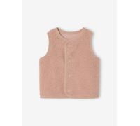 Sleeveless faux fur baby cardigan rosy