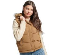 Sleeveless faux fur jacket for women Superdry Everest Marron S