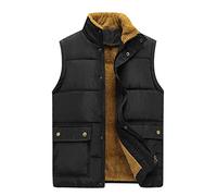 Sleeveless Fleece Jacket Men Padded Gilet Body Warmer Mens Quilted Gilet Men Puffer Gilets Plus Size Sleeveless Coat Puffer Vest Down Filled Puffa Gilet for Men Down Gilet Men Winter Warm Black 7XL