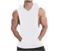 Sleeveless Hoodies for Men Cotton Gym Vests with Pockets Slim Fit Designer Tank Tops Solid Colour Hooded Sports Tshirt Drop Armhole Stretchable Activewear Summer Basketball Clothes
