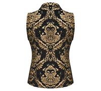 Sleeveless Jackets For Men Uk,Mens Vintage Brocade Waistcoat - Gothic Steampunk Double-Breasted Sleeveless Vest, Embroidered Jacquard Waistcoat For Men, Retro Victorian Style Gilets