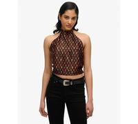 Sleeveless jacquard blouse for women Superdry Noir M