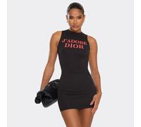 Sleeveless J'Dore Logo Graphic Detail Mini Dress In Black, Women's Size UK 14