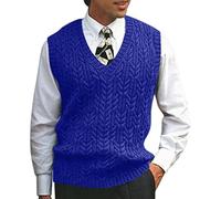 Sleeveless Jumper for Men Cable Knit Jumpers Tank Top, V Neck Knitted Sweaters Vests Thick Warm Knitted Gilets Business Office Pullover Knitwear Slim Fit Solid Color Knitted Waistcoat