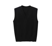 Sleeveless Jumpers for Teen Girls Classic V-Neck Knitted Pullover Cropped Vest Tank Tops Fall Spring Casual Lightweight Knit Sweater Streetwear Modern Going Out Shirts Knitwear