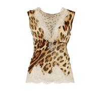 Sleeveless Lace-Trim Top - female - Ermanno Scervino - Sleeveless Tops - Multicolor - S - Tops S