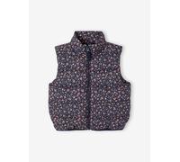 Sleeveless Lightweight Jacket with Floral Pattern for Girls navy blue