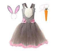 Sleeveless Mesh Dress, Sleeveless Easter Outfit, Soft Summer Dresses for Little Girls with Bunny Headband, Comfortable Easter Girl Dress for Role Playing Playing