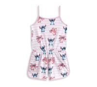 Disney Lilo & Stitch Girls Pink Striped Sleeveless Playsuit | Cute Stitch & Angel Cartoon Summer Outfit | Elasticated Waist, Pockets, Round Neck Casual Wear - 5-6 Years