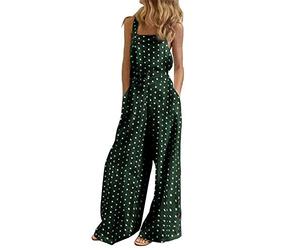 Sleeveless Playsuit For Women Uk Women'S Polka Dot Jumpsuit Elegant V Neck Jumpsuits Summer Spaghetti Strap Playsuit Fashion Suspender Playsuits Wide-Leg Overalls Sexy Sleeveless Denim Dress