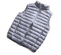 Sleeveless Puffer Waistcoat for Men Featuring Ultra Light Build Portable Storage and Stand Collar for Travel and Activity (L Grey)