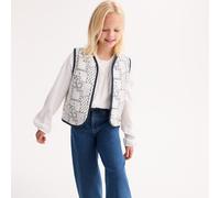 Sleeveless Reversible Cardigan in Denim untreated