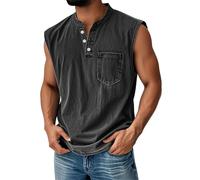 Sleeveless Running Top for Men, Designer Loose Cool Summer Running Beach Sleeveless Basketball Training Rugby Vest Top, Cooling Holiday Active Muscle Henry Collar Vests for Men Uk Multipack, 3XL