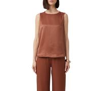 Sleeveless Satin Viscose Blouse with Pleated Round Neck for Women COMMA Marron 38