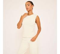 Sleeveless Seam Detail Fitted Interlock Top In Cream, Women's Size UK 8