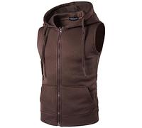 Sleeveless Shirt Men Cotton, Sport T Shirts Men Mens Summer Casual Sport Solid Colour Sleeveless Zip Hoodie Mens Sleeveless Zip Up Hoody Sweatshirt with Pocket Fitness Tanks Tops Coffee