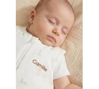 Sleeveless Sleeping Bag with Central Opening in Organic Cotton for Babies, LAPIN AOP printed white